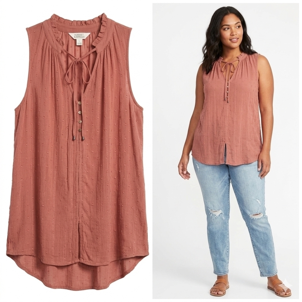 Market & Spruce Pink Sleeveless Blouse